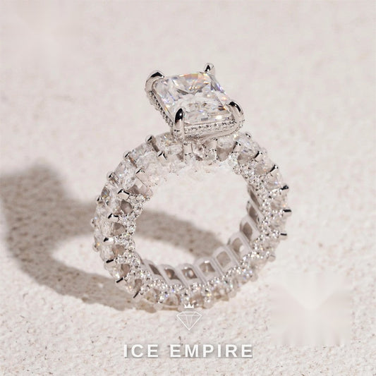 Iced Out 925 Silver Moissanite Ring