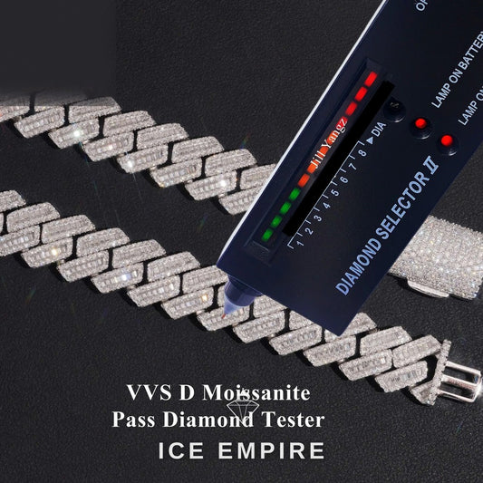 Iced Out Baguette Rose Gold Plated Moissanite Cuban Chain