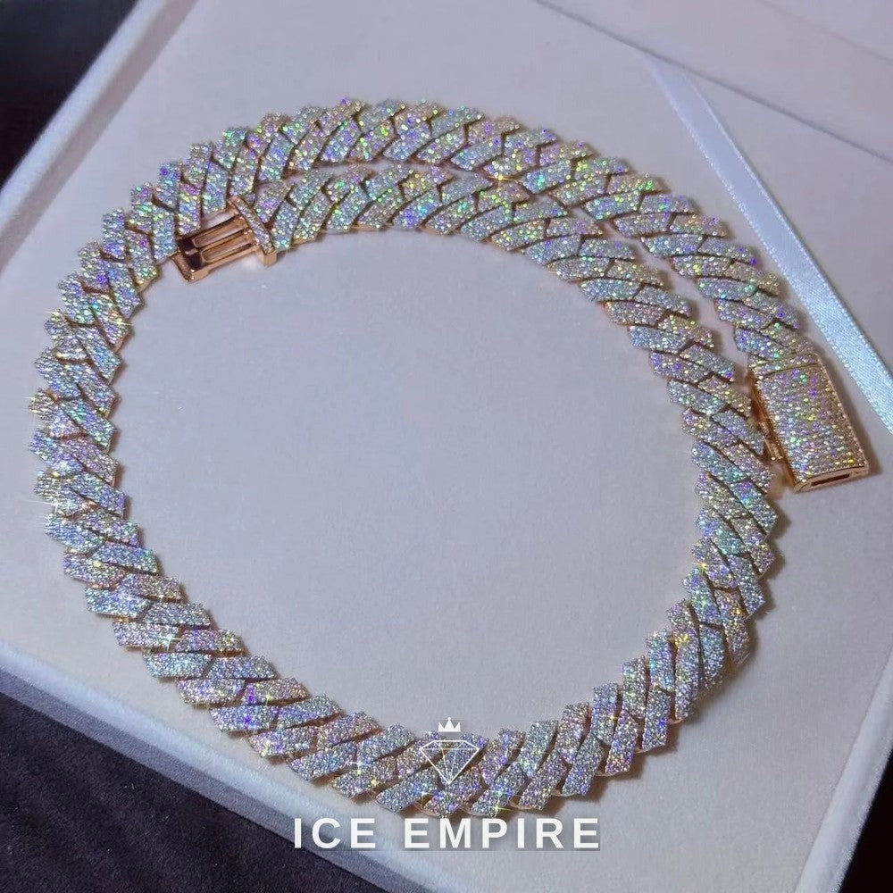 Iced Out Rose Gold Plated Moissanite Cuban Chain