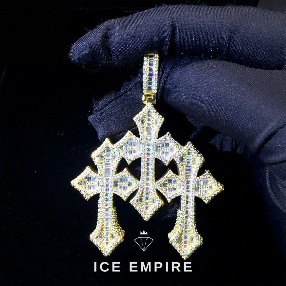 Iced Out Cross 925 Silver Pendant
