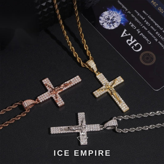 Iced Out Cross 925 Silver Moissanite Pendant