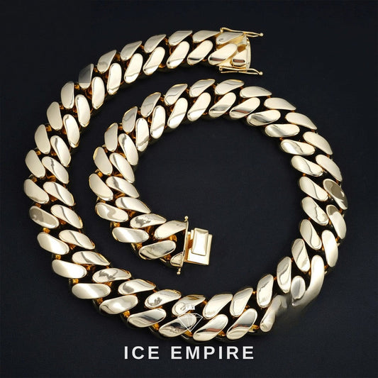 Iced Out 14K Gold Cuban Chain