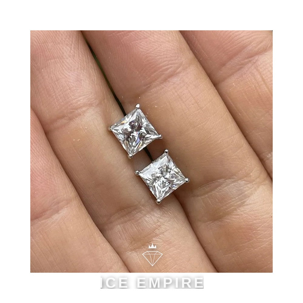Iced Out Gold Plated Moissanite Stud Earrings