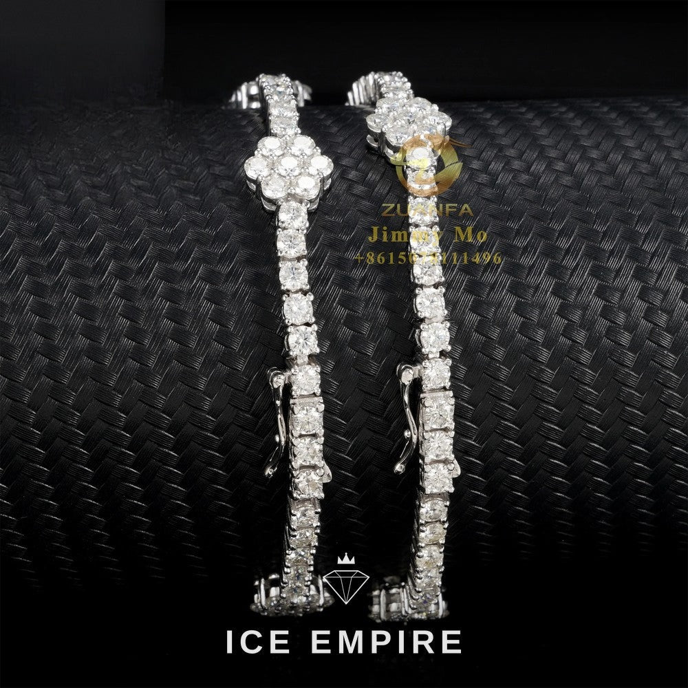 Iced Out 925 Silver Moissanite Tennis Chain