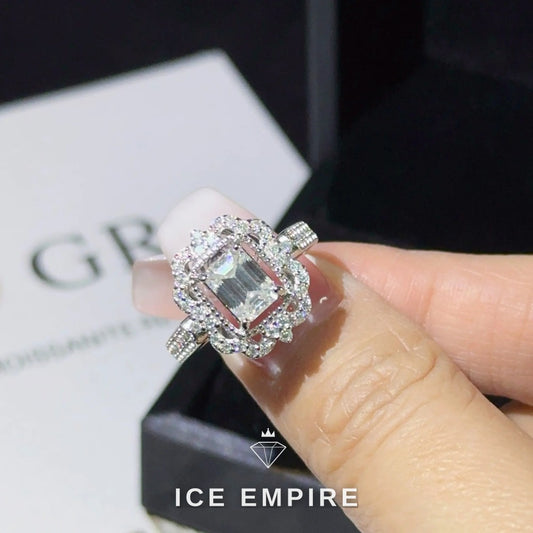 Iced Out 10K Gold Moissanite Engagement Ring