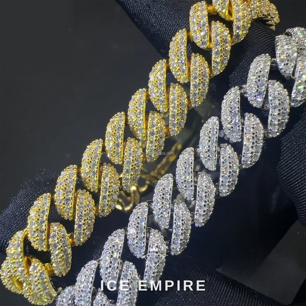 Iced Out Gold Plated Moissanite Cuban Chain