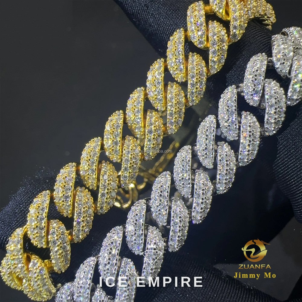 Iced Out Gold Plated Moissanite Cuban Chain