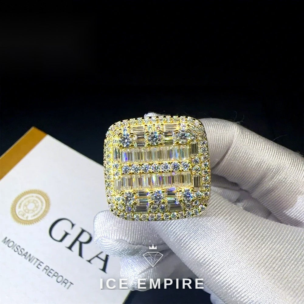 Iced Out Baguette 925 Silver Moissanite Ring