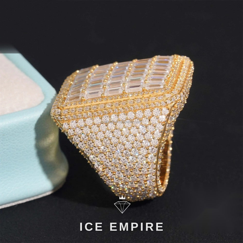 Iced Out Baguette 925 Silver Moissanite Ring