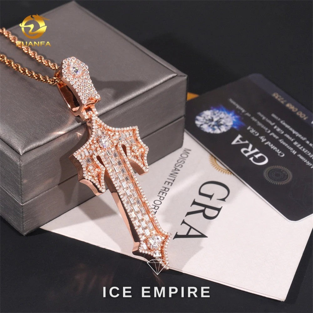 Iced Out Baguette 925 Silver Pendant