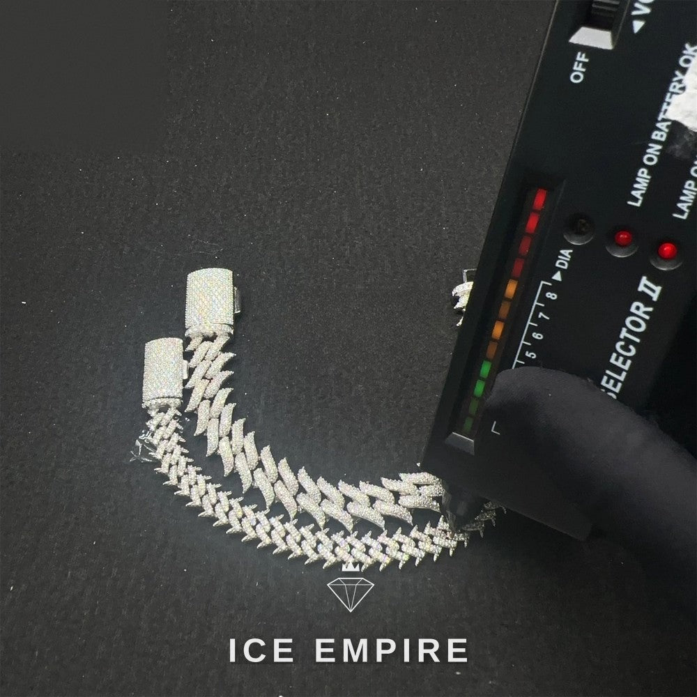 Iced Out 925 Silver Moissanite Cuban Chain