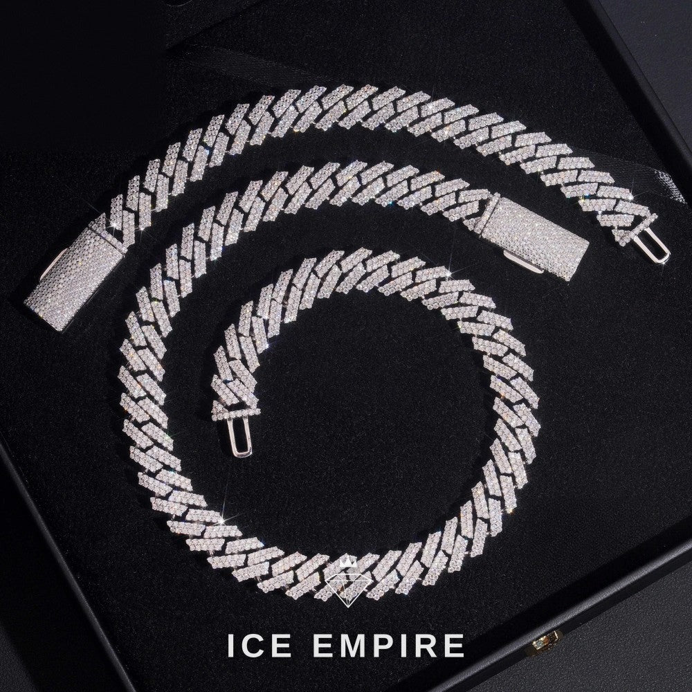 Iced Out 14K Gold Moissanite Cuban Chain
