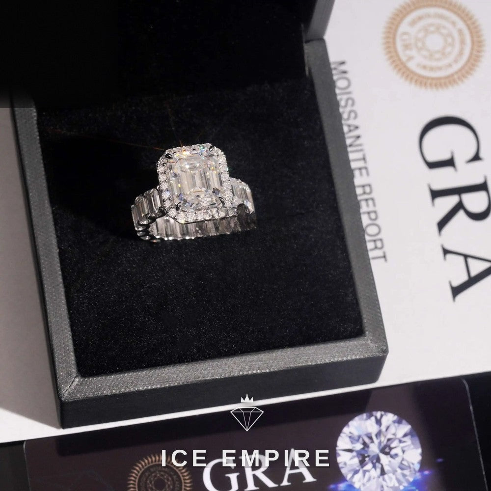 Iced Out 925 Silver Moissanite Engagement Ring