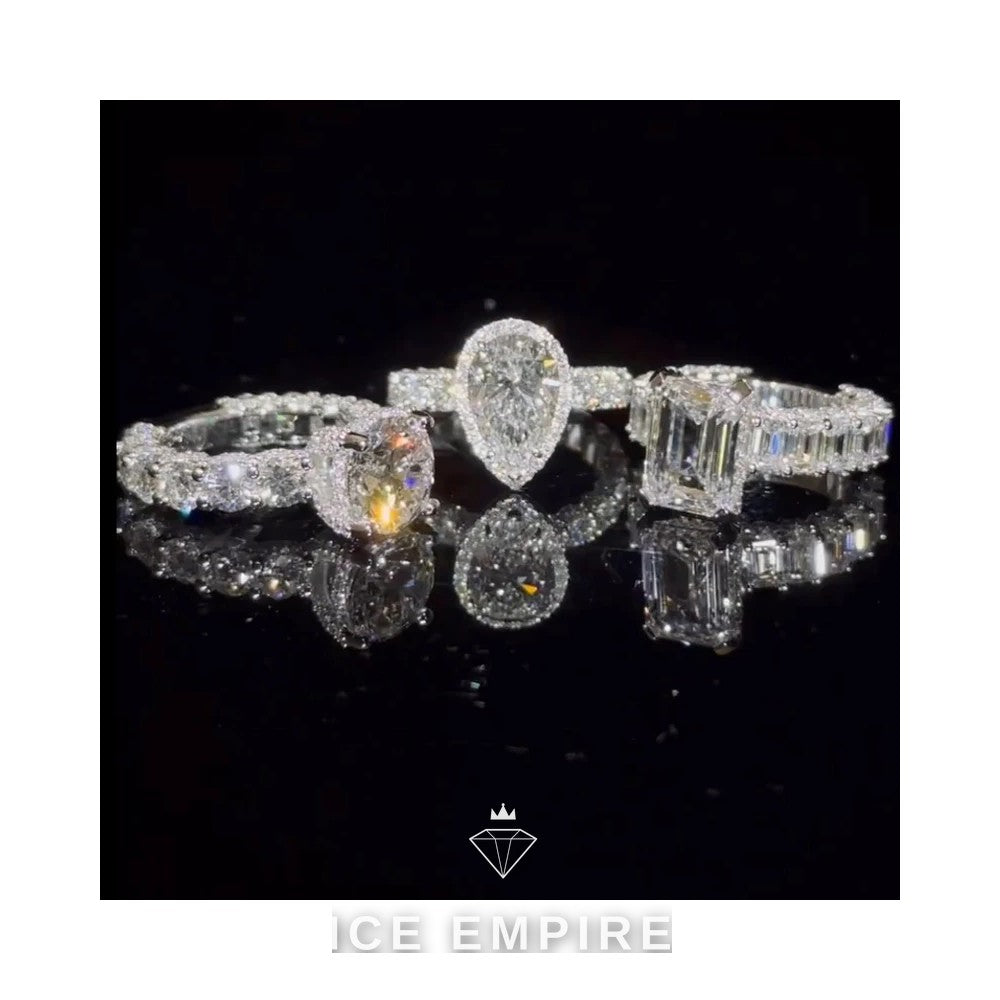 Iced Out Gold Plated Moissanite Engagement Ring