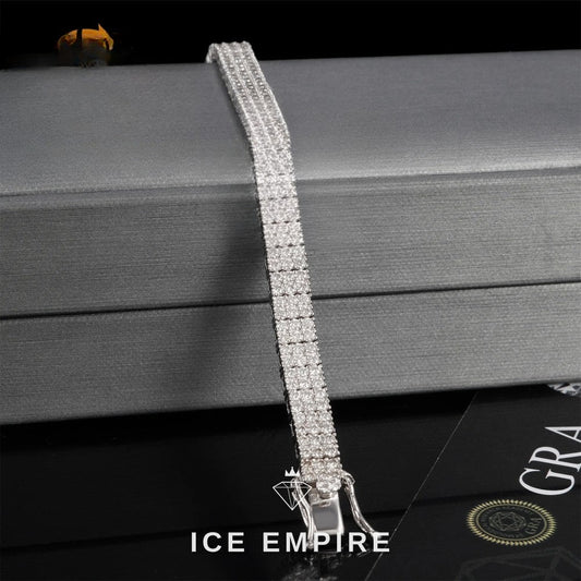 Iced Out Cluster 925 Silver Moissanite Tennis Chain
