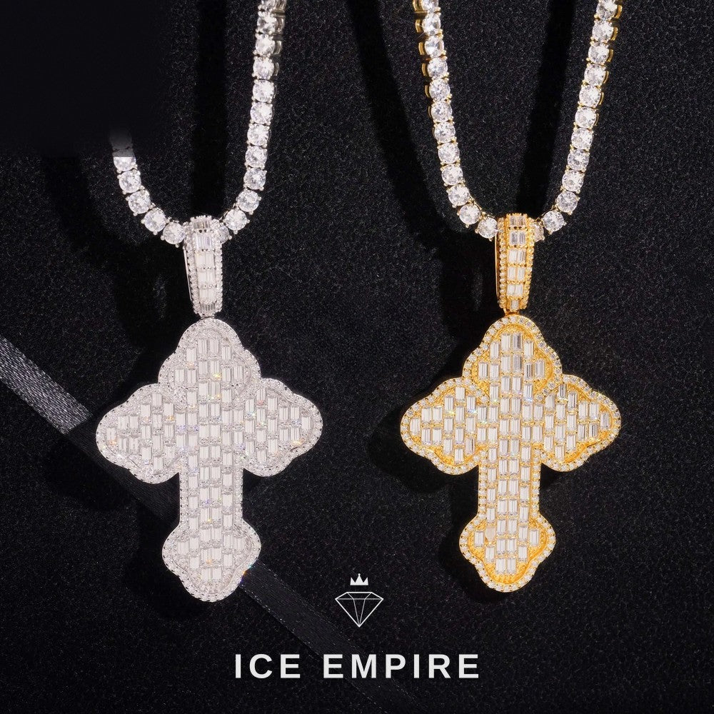 Iced Out Baguette 925 Silver Pendant