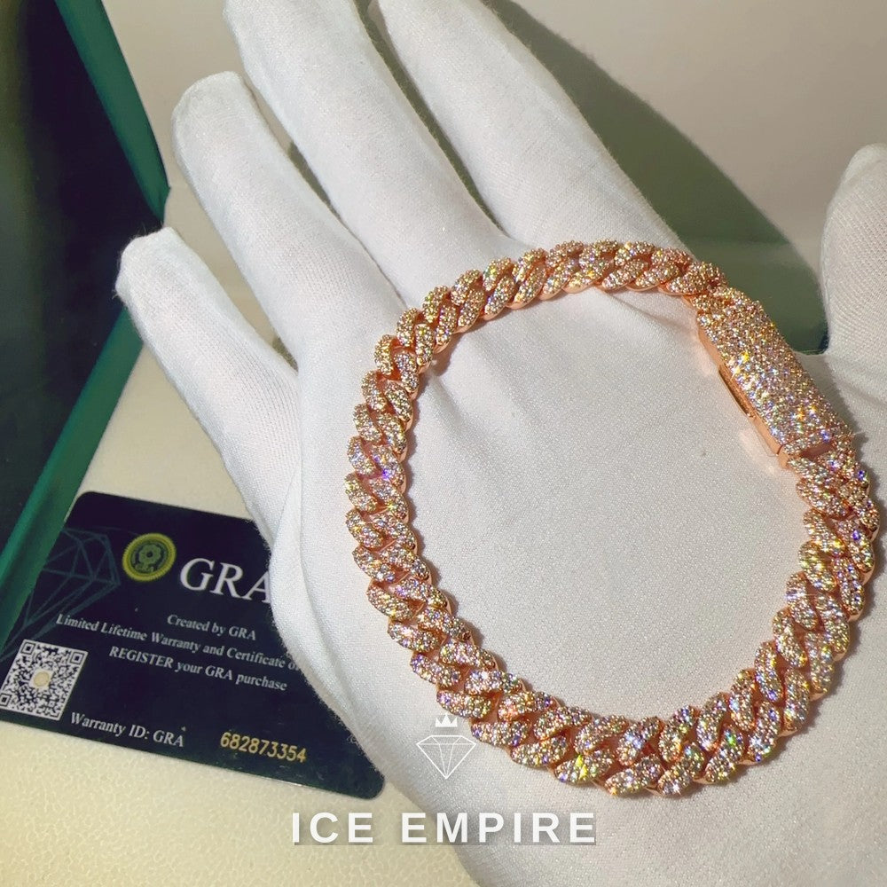 Iced Out Rose Gold Plated Moissanite Cuban Chain