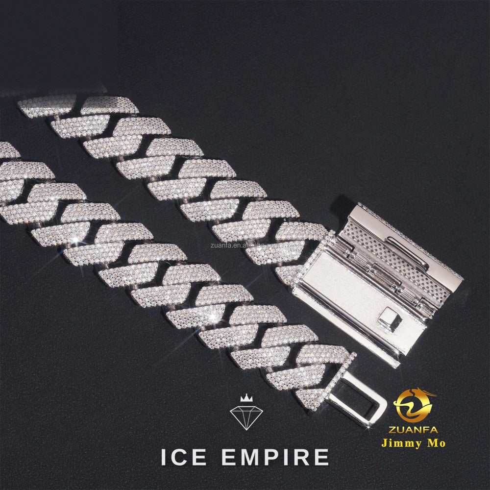 Iced Out 925 Silver Moissanite Cuban Chain