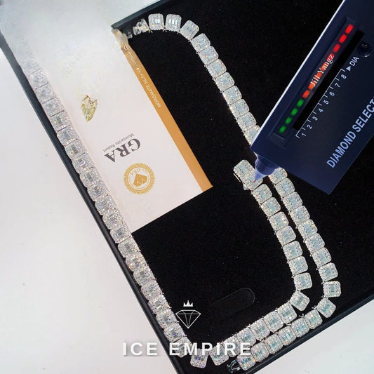 Iced Out Baguette Rose Gold Plated Moissanite Cuban Chain
