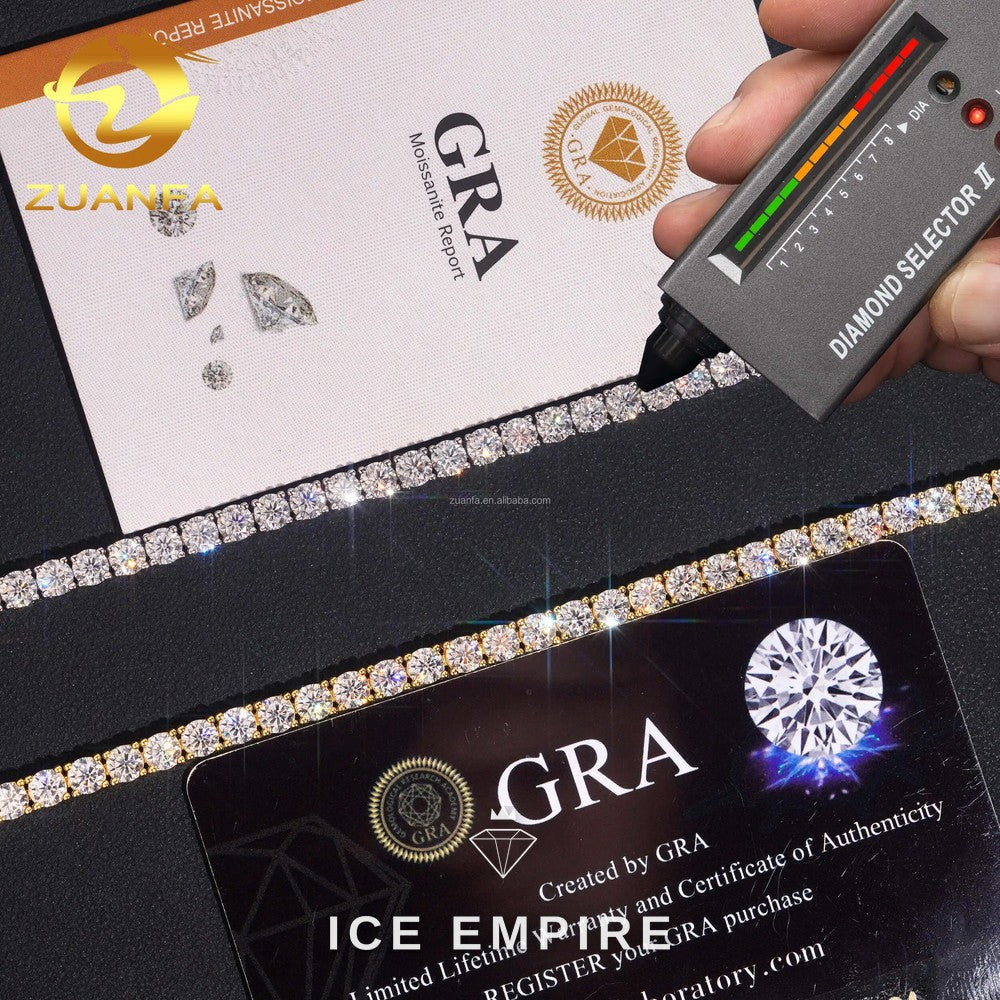 Iced Out Gold Plated Moissanite Tennis Chain