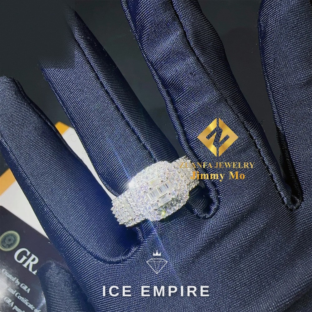 Iced Out Baguette 925 Silver Moissanite Ring