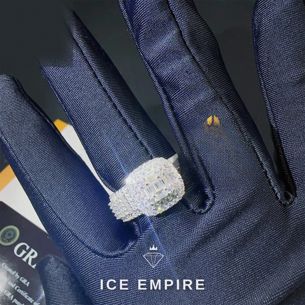 Iced Out Baguette 925 Silver Moissanite Ring