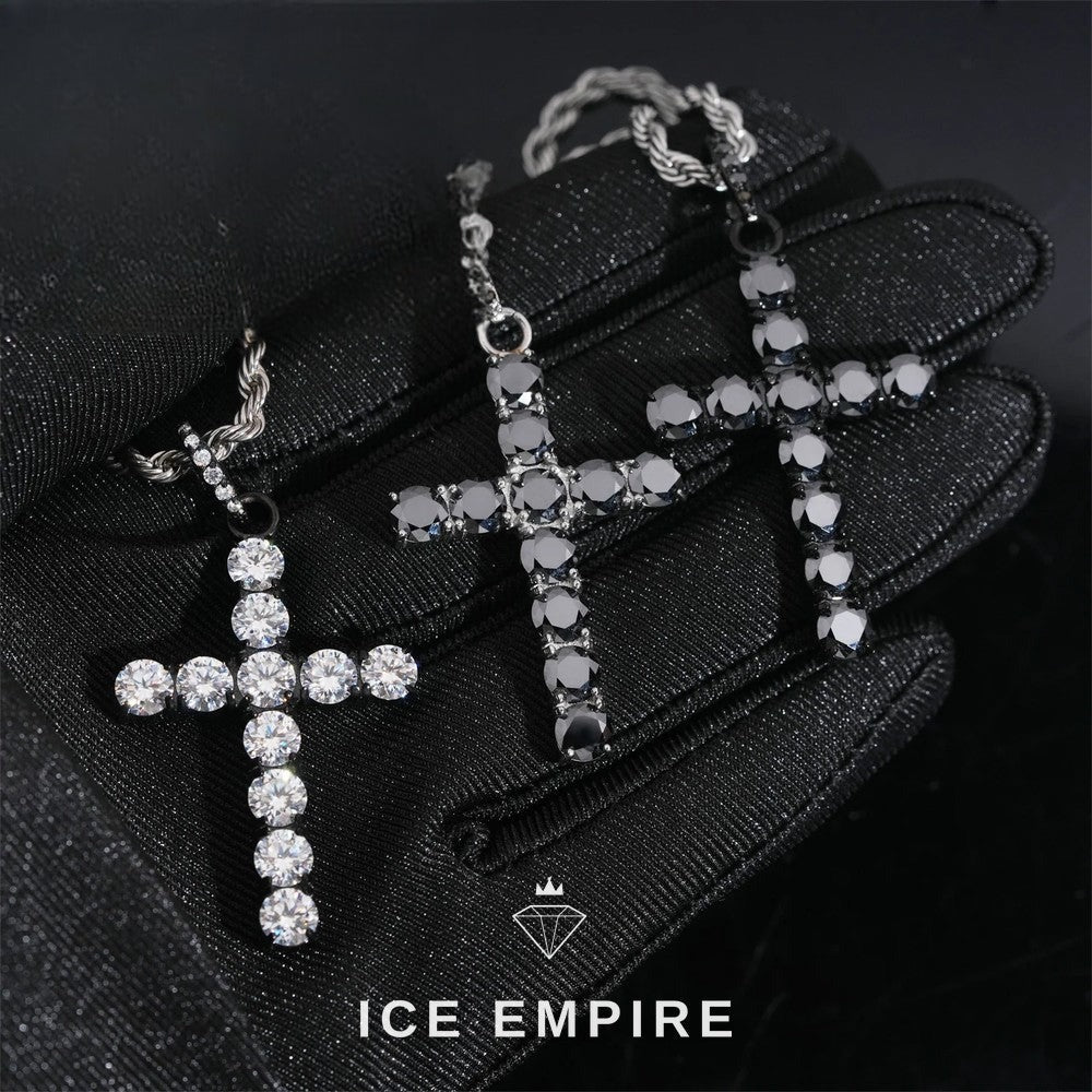 Iced Out Cross Rose Gold Plated Moissanite Pendant