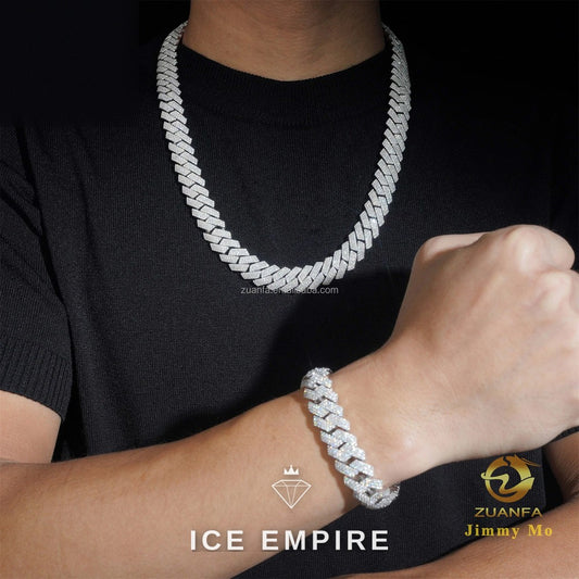 Iced Out Rose Gold Moissanite Cuban Chain