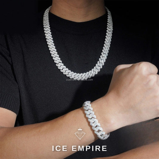 Iced Out Rose Gold Moissanite Cuban Chain