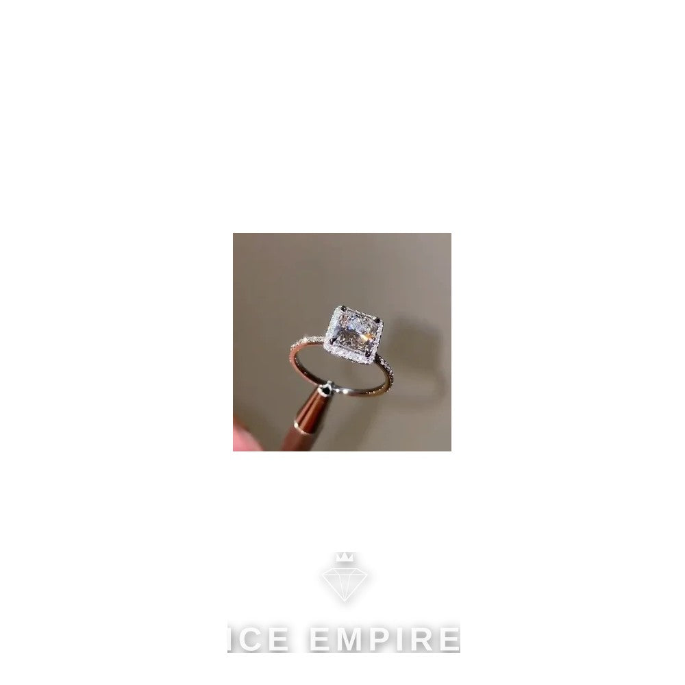 Iced Out 18K Gold Moissanite Engagement Ring