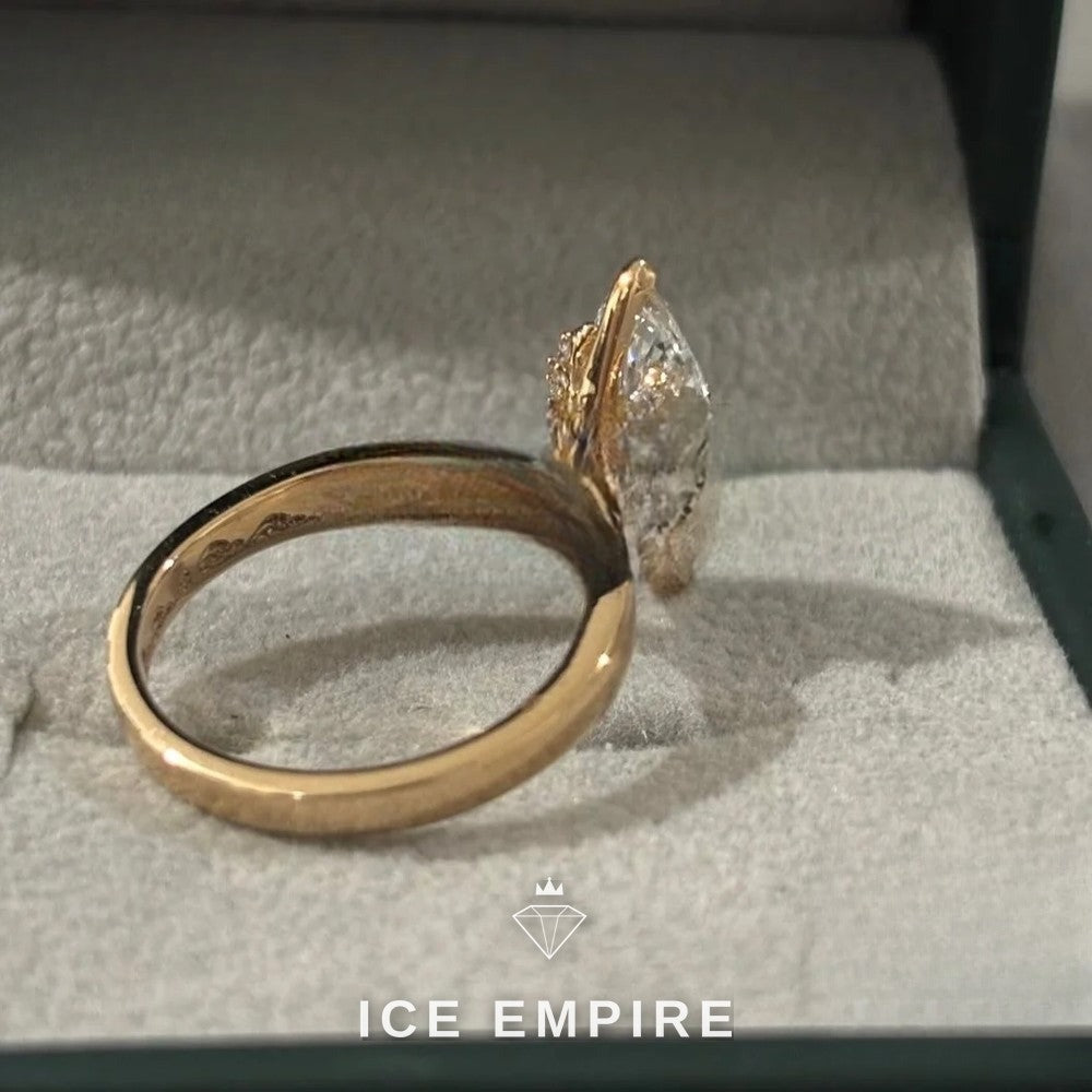 Iced Out 18K Gold Lab Grown Diamond Engagement Ring