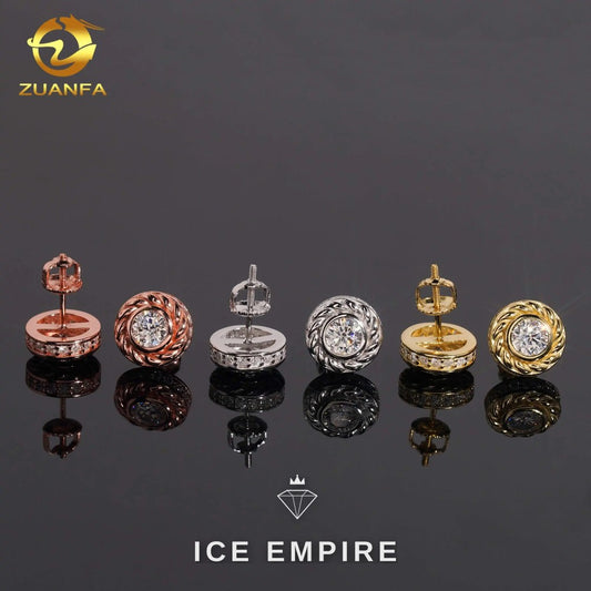 Iced Out 925 Silver Moissanite Stud Earrings