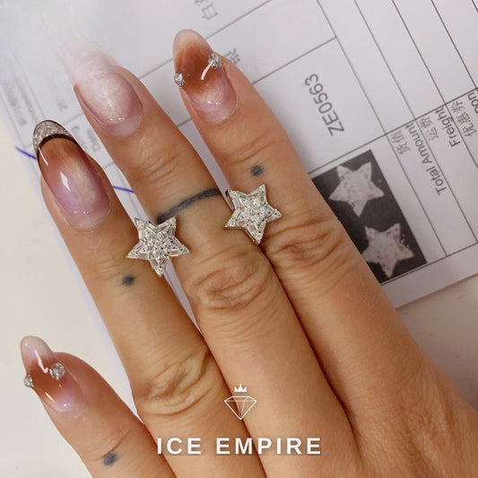Iced Out Baguette 925 Silver Moissanite Stud Earrings
