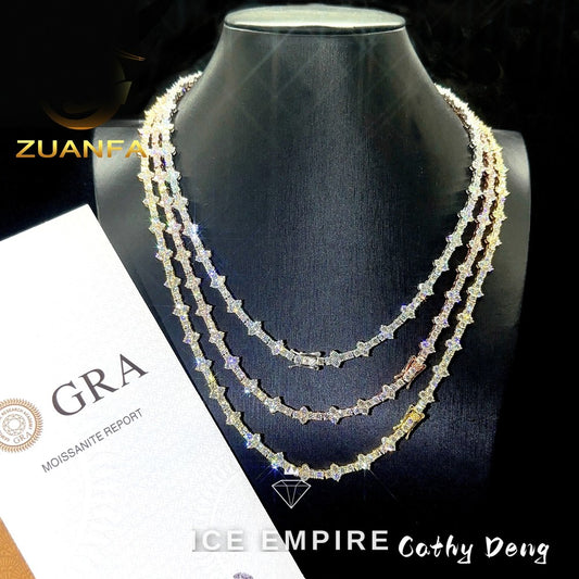 Iced Out Cross Rose Gold Plated Moissanite Cuban Chain