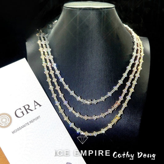 Iced Out Cross Rose Gold Plated Moissanite Cuban Chain