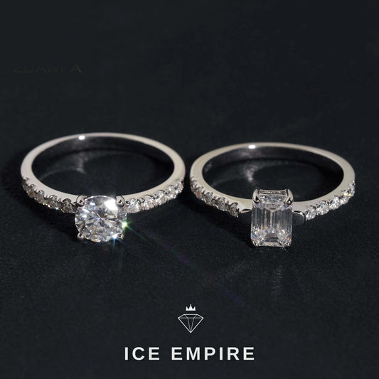Iced Out 925 Silver Moissanite Wedding Band