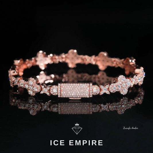 Iced Out Cross Rose Gold Plated Lab Grown Diamond Tennis Chain