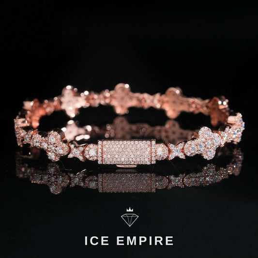 Iced Out Cross Rose Gold Plated Lab Grown Diamond Tennis Chain