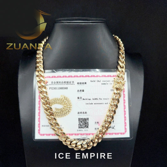 Iced Out 14K Gold Cuban Chain