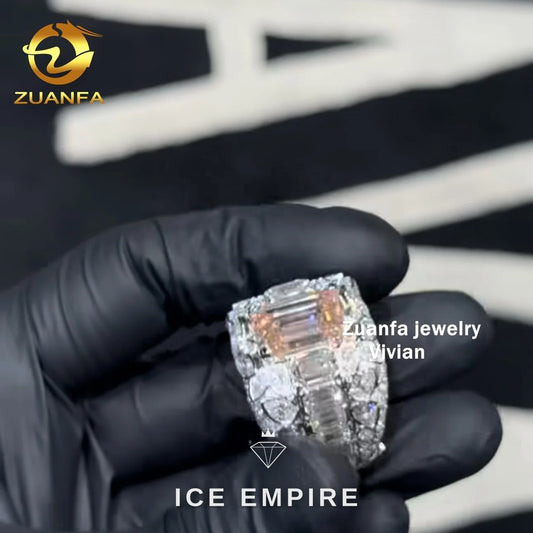 Iced Out 925 Silver Moissanite Ring