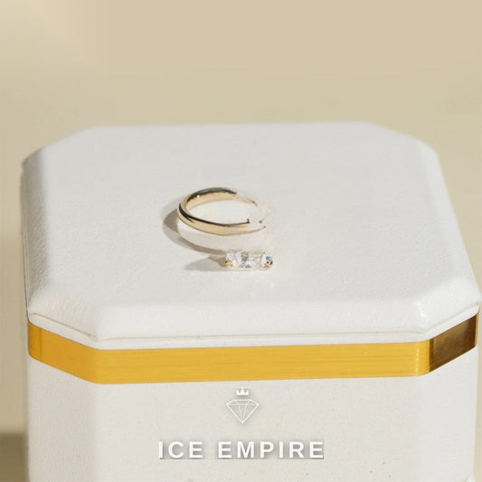 Iced Out 14K Gold Moissanite Engagement Ring