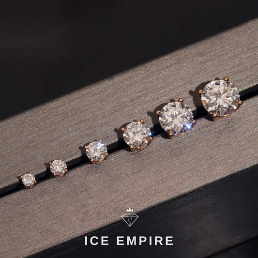 Iced Out 10K Gold Moissanite Stud Earrings