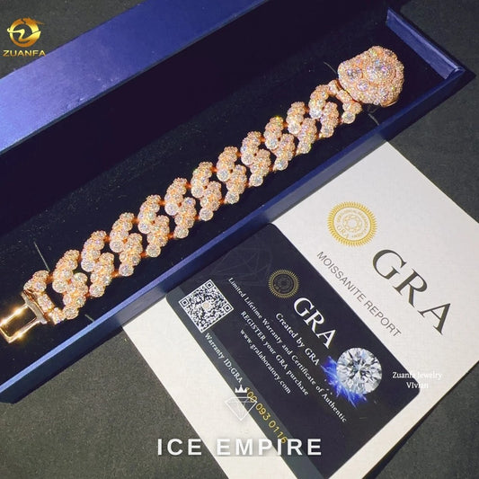 Iced Out Rose Gold Plated Moissanite Cuban Chain