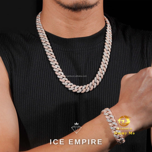 Iced Out Rose Gold Moissanite Cuban Chain