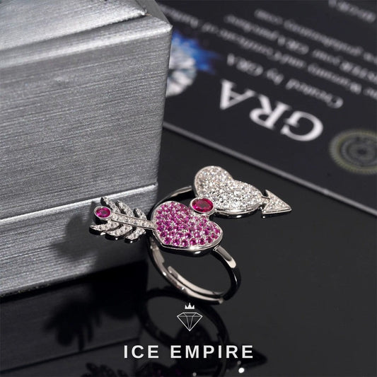 Iced Out Heart 925 Silver Moissanite Ring