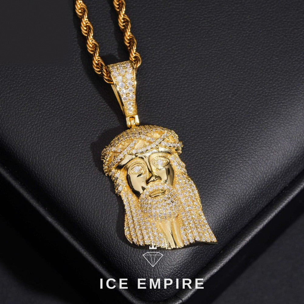 Iced Out 14K Gold Moissanite Pendant