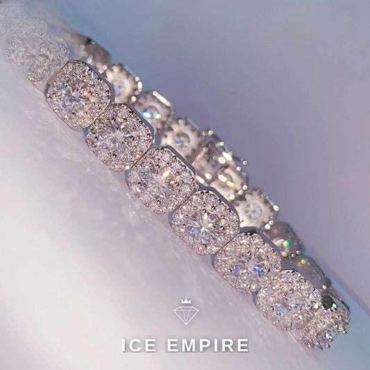 Iced Out Baguette Rose Gold Plated Moissanite Cuban Chain