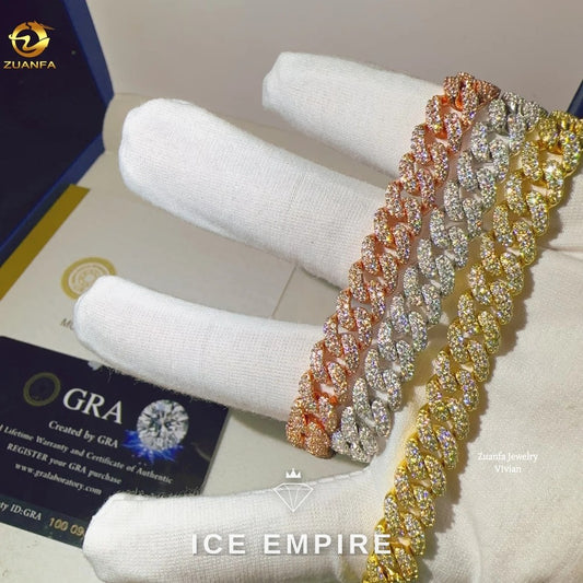 Iced Out Rose Gold Plated Moissanite Cuban Chain