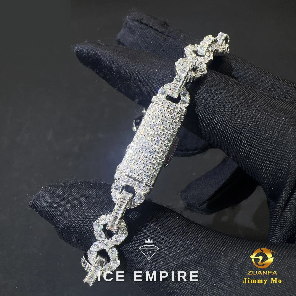 Iced Out Baguette Rose Gold Moissanite Cuban Chain
