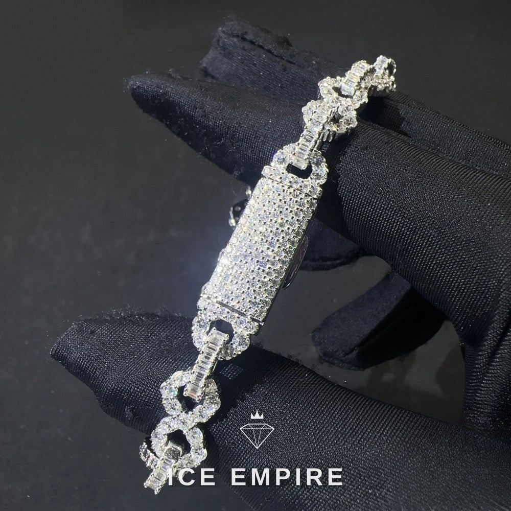 Iced Out Baguette Rose Gold Moissanite Cuban Chain